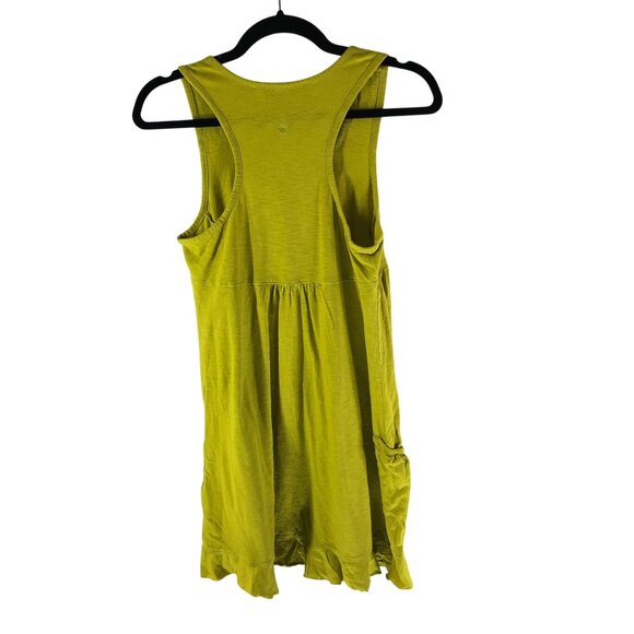 Athleta Shift Mini Dress Ruffle Pockets Slub Knit Cotton Modal Blend Green S - Picture 2 of 4